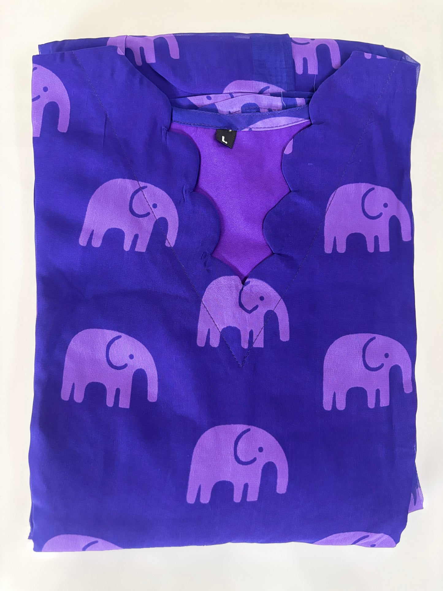 Royal Blue Elephant Motif Print Non-Feeding Maxi