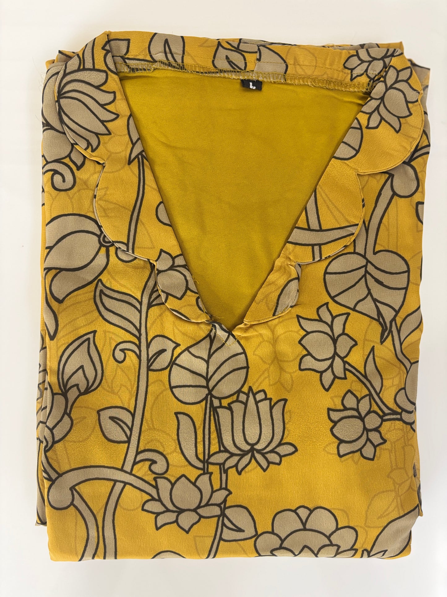 Mustard Yellow Floral Vine Sketch Print Non-Feeding Maxi