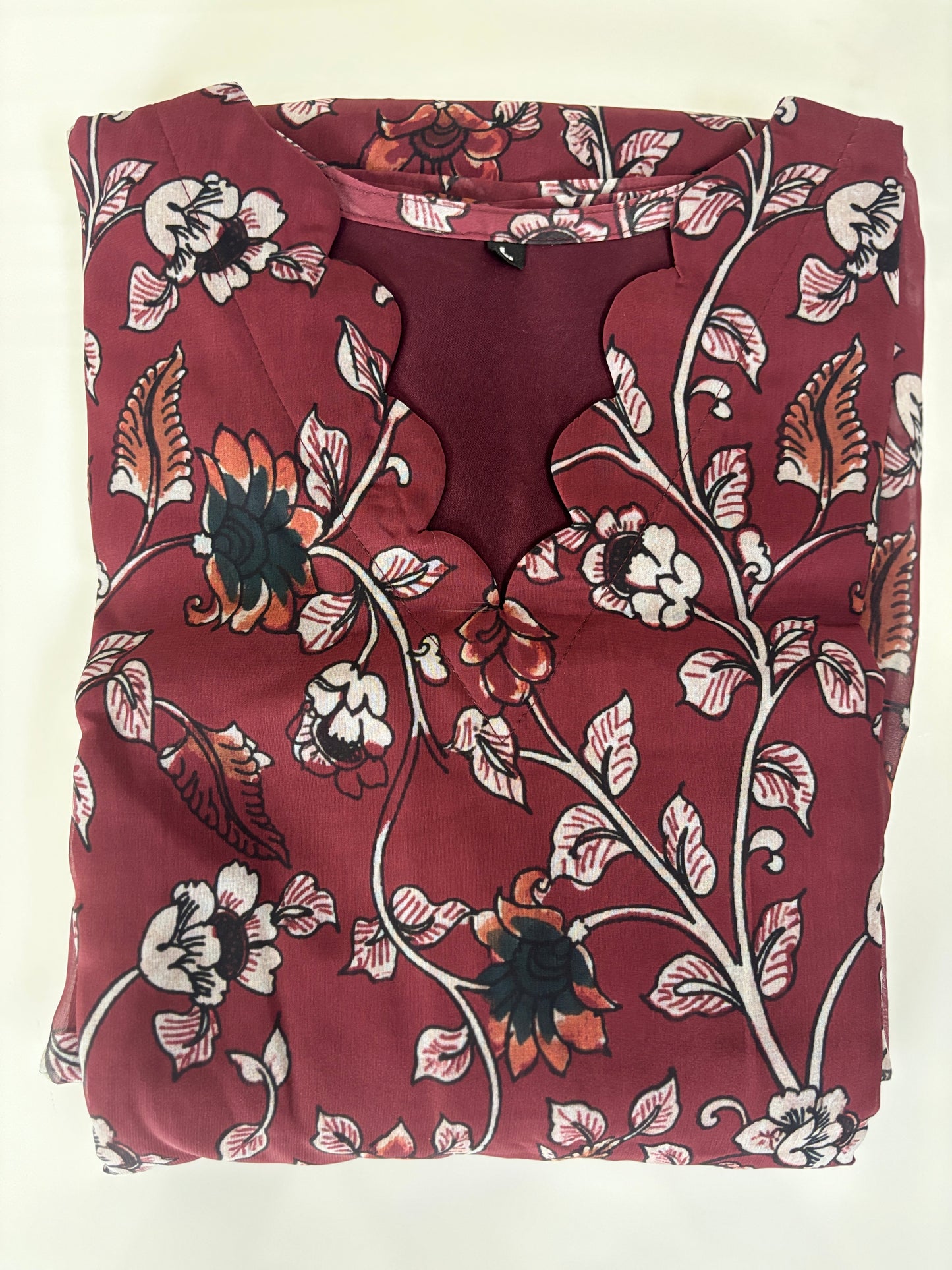 Wine Maroon Delicate Floral Vine Print Non-Feeding Maxi