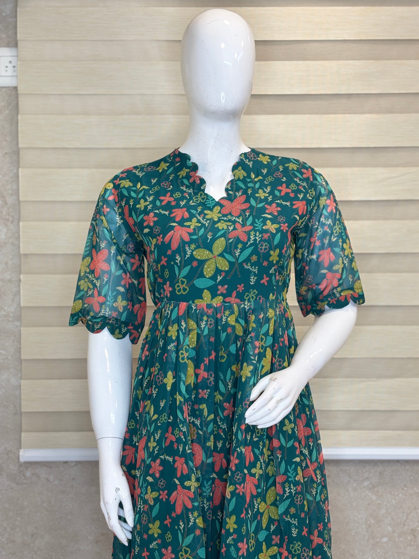Teal Green Wildflower Meadow Print Non-Feeding Maxi