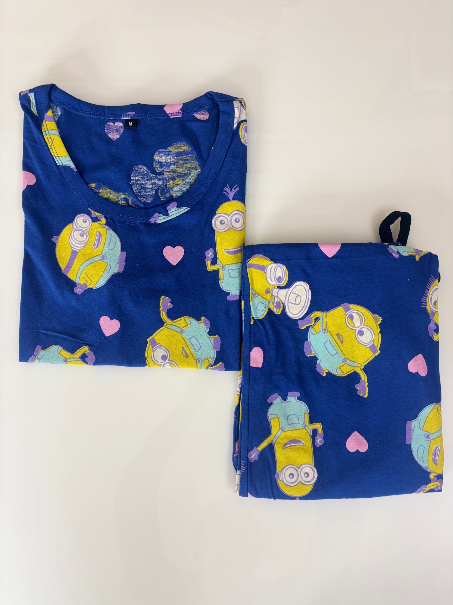 Navy Blue Cartoon Character T-Shirt with 3/4th Co-ords