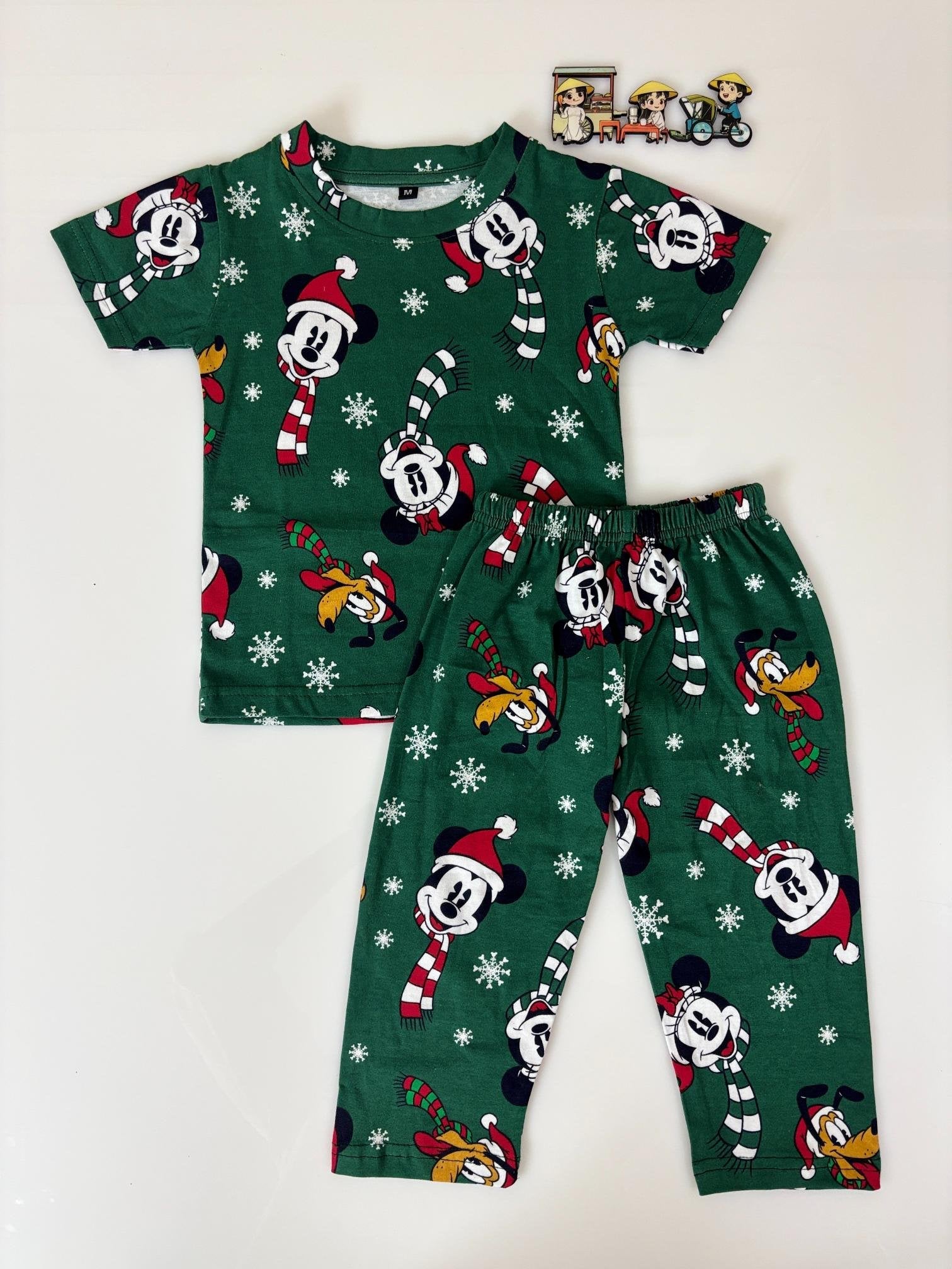 Green With Mickey Mouse Printed T-Shirt and Pant Co-ords