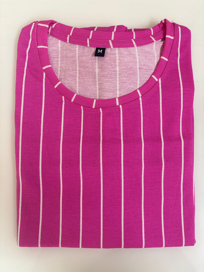Rani Pink Vertical Pinstripe Women's Cotton Nighty