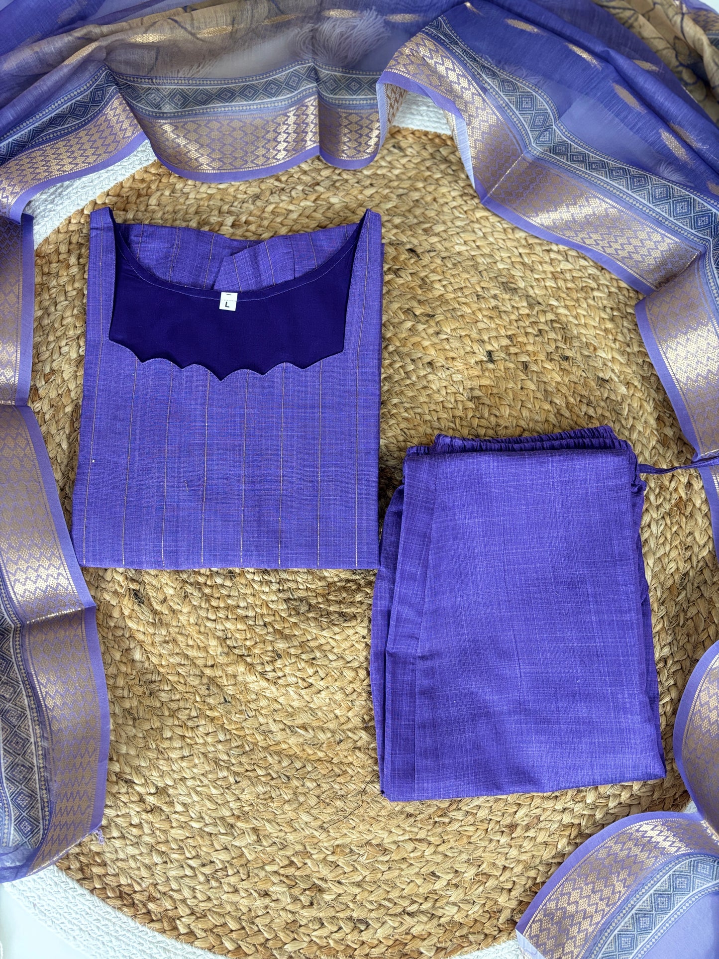 Royal Amethyst Cotton Silk Kurta Set