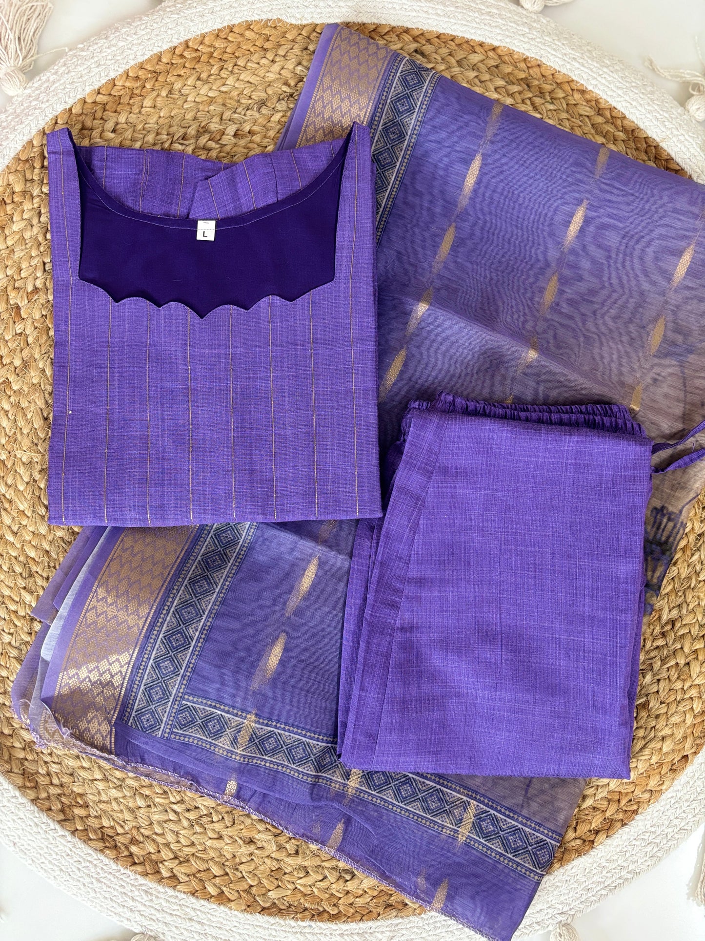 Royal Amethyst Cotton Silk Kurta Set