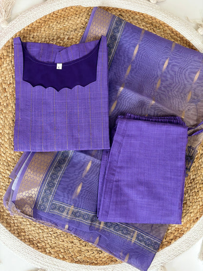 Royal Amethyst Cotton Silk Kurta Set
