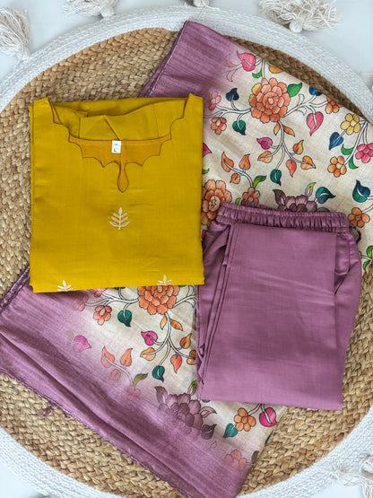 Golden Mustard Heritage Kurta Set
