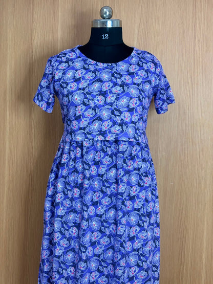 Royal Purple Floral Print Feeding Maxi