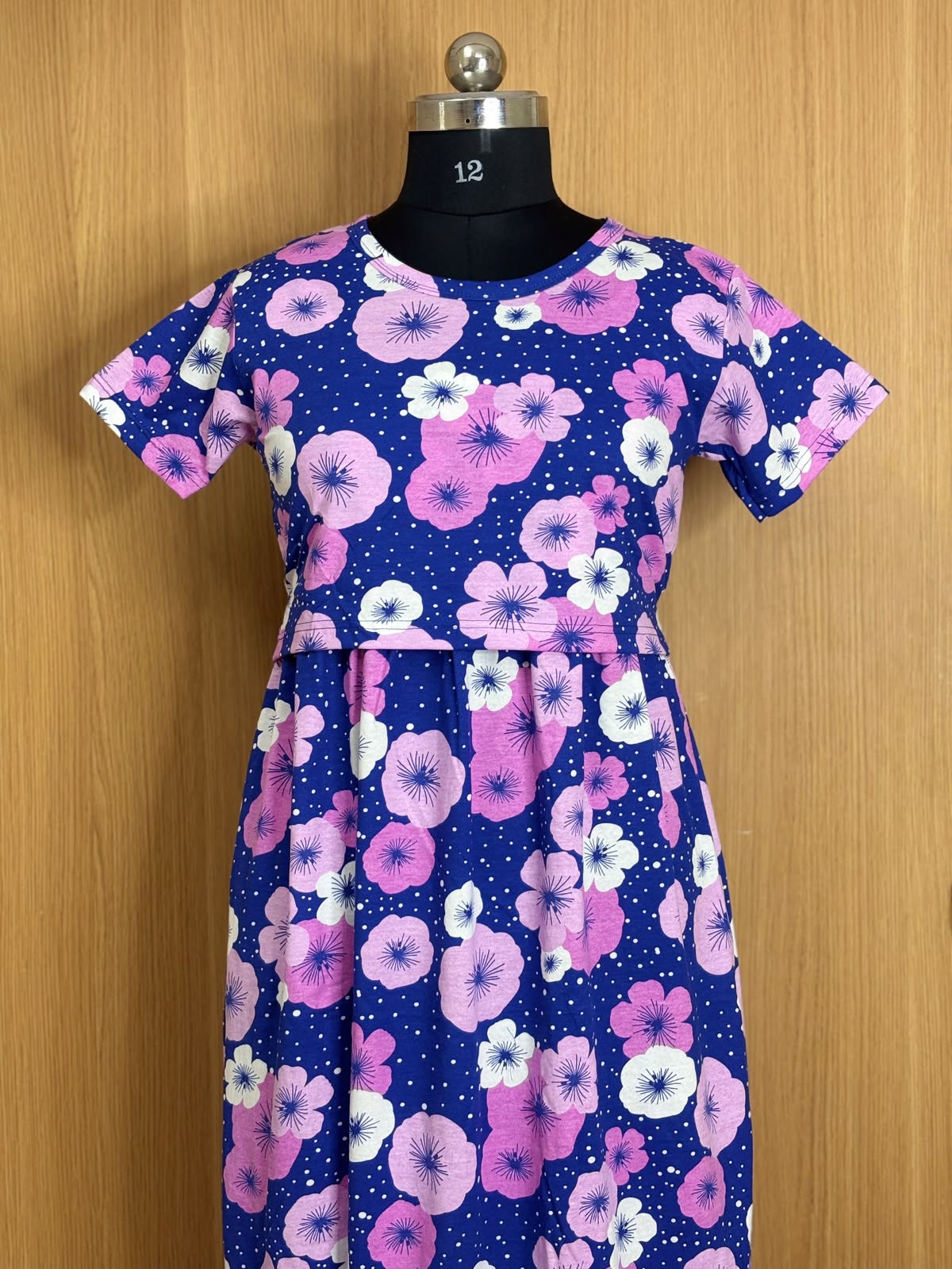 Royal Blue Floral Print Feeding Maxi