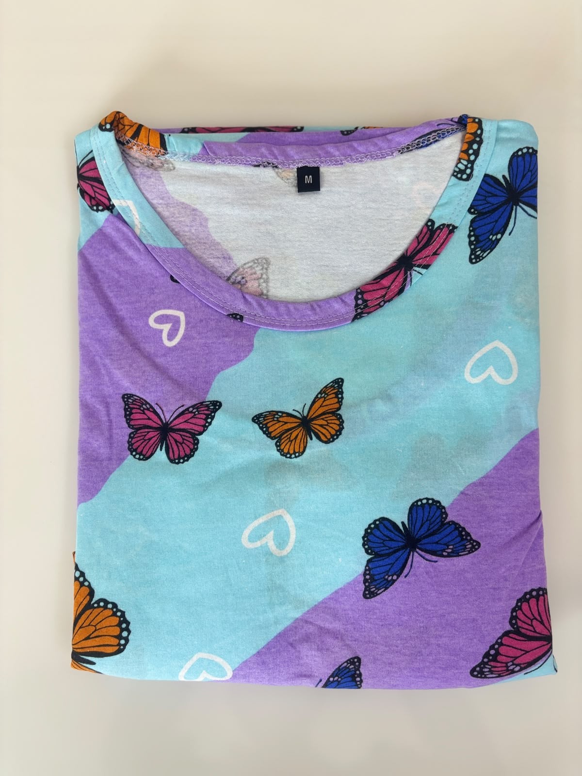 Sky Blue & Lavender Butterfly Print Cotton Hosiery Feeding Maxi