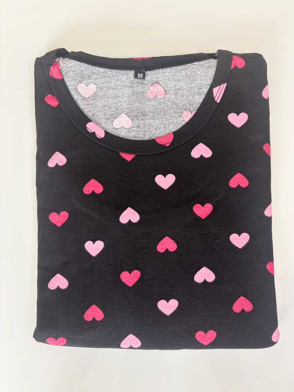 Black Heart Print Cotton Hosiery Feeding Maxi