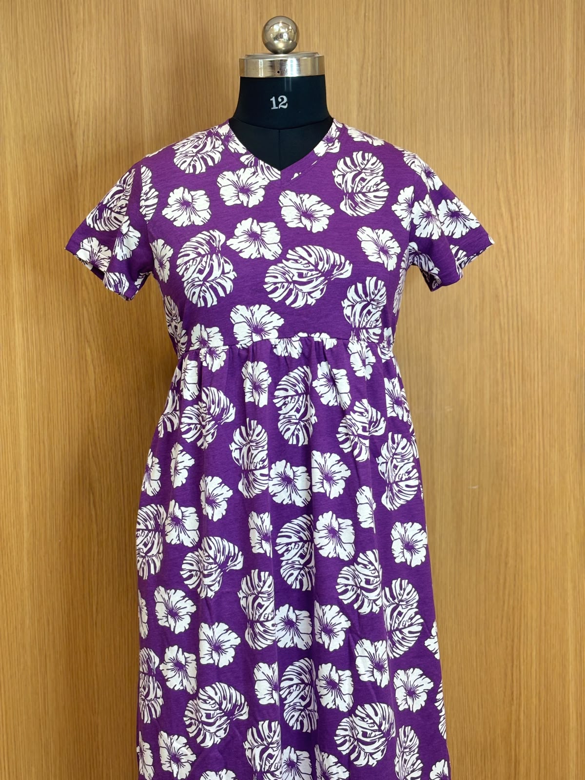 Royal Purple Tropical Floral Print Cotton Hosiery Feeding Max