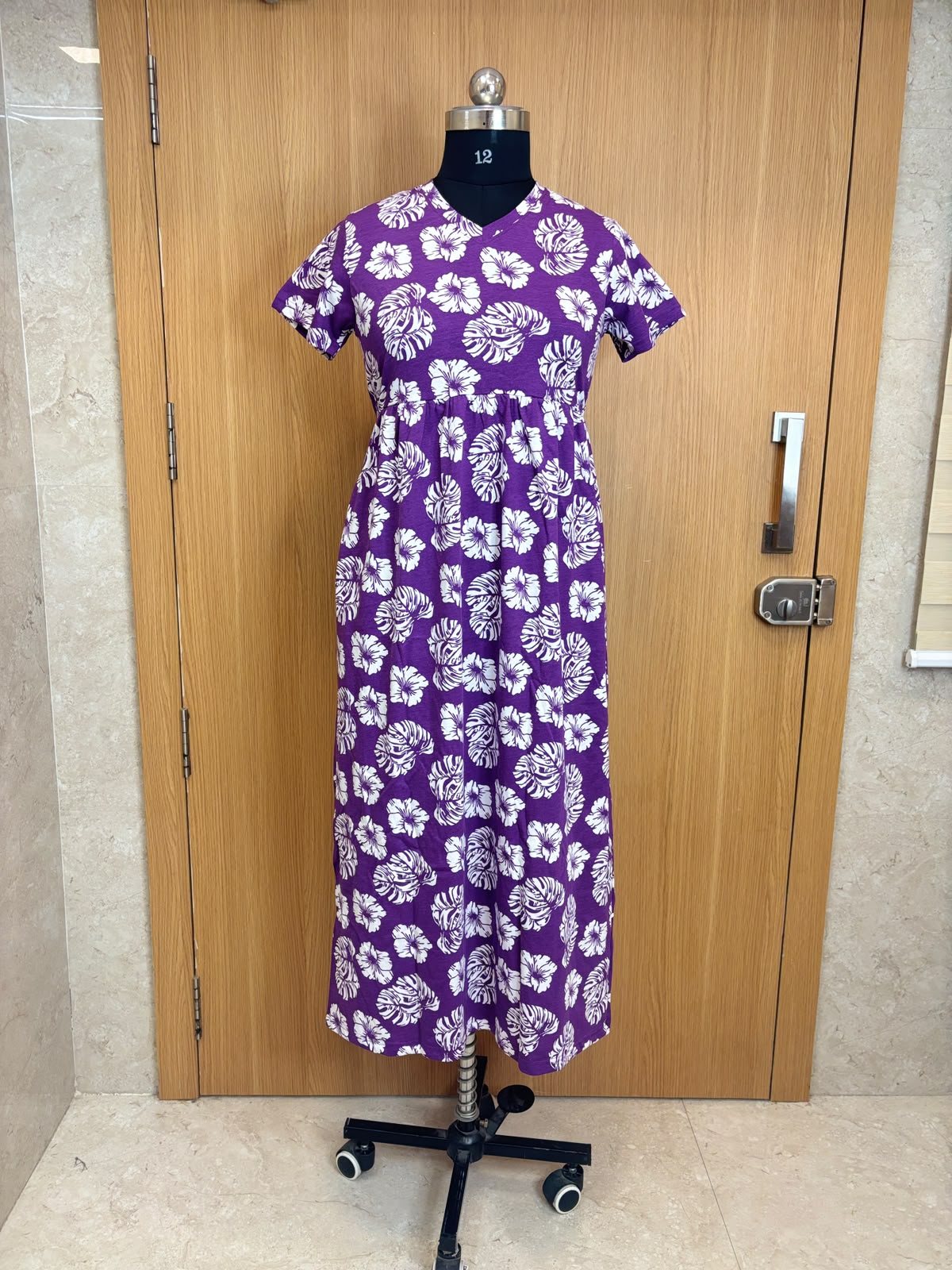 Royal Purple Tropical Floral Print Cotton Hosiery Feeding Max