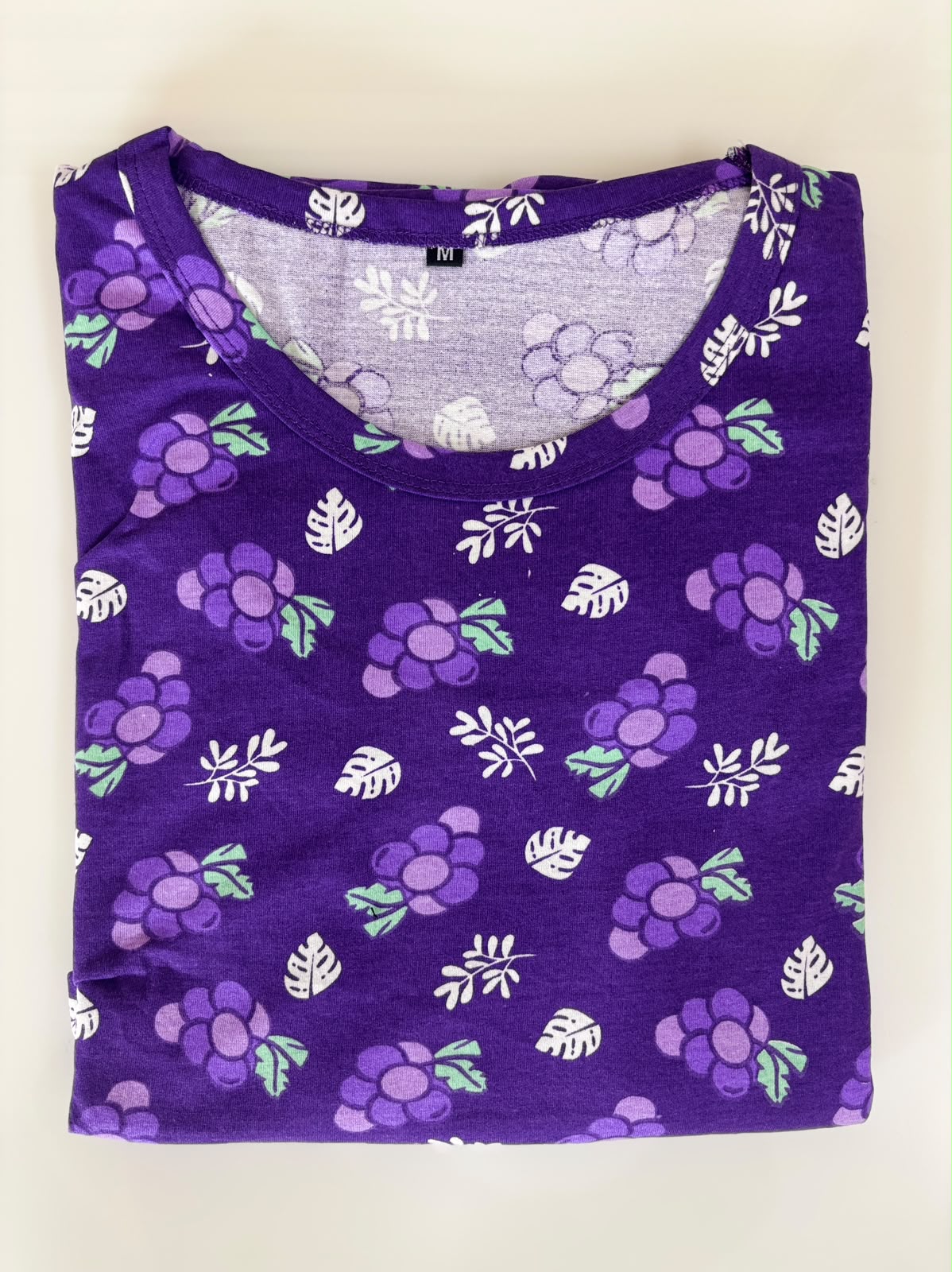 Royal Purple Grape Print Cotton Hosiery Feeding Maxi
