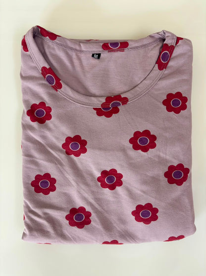 Blush Pink Floral Print Cotton Hosiery Feeding Maxi