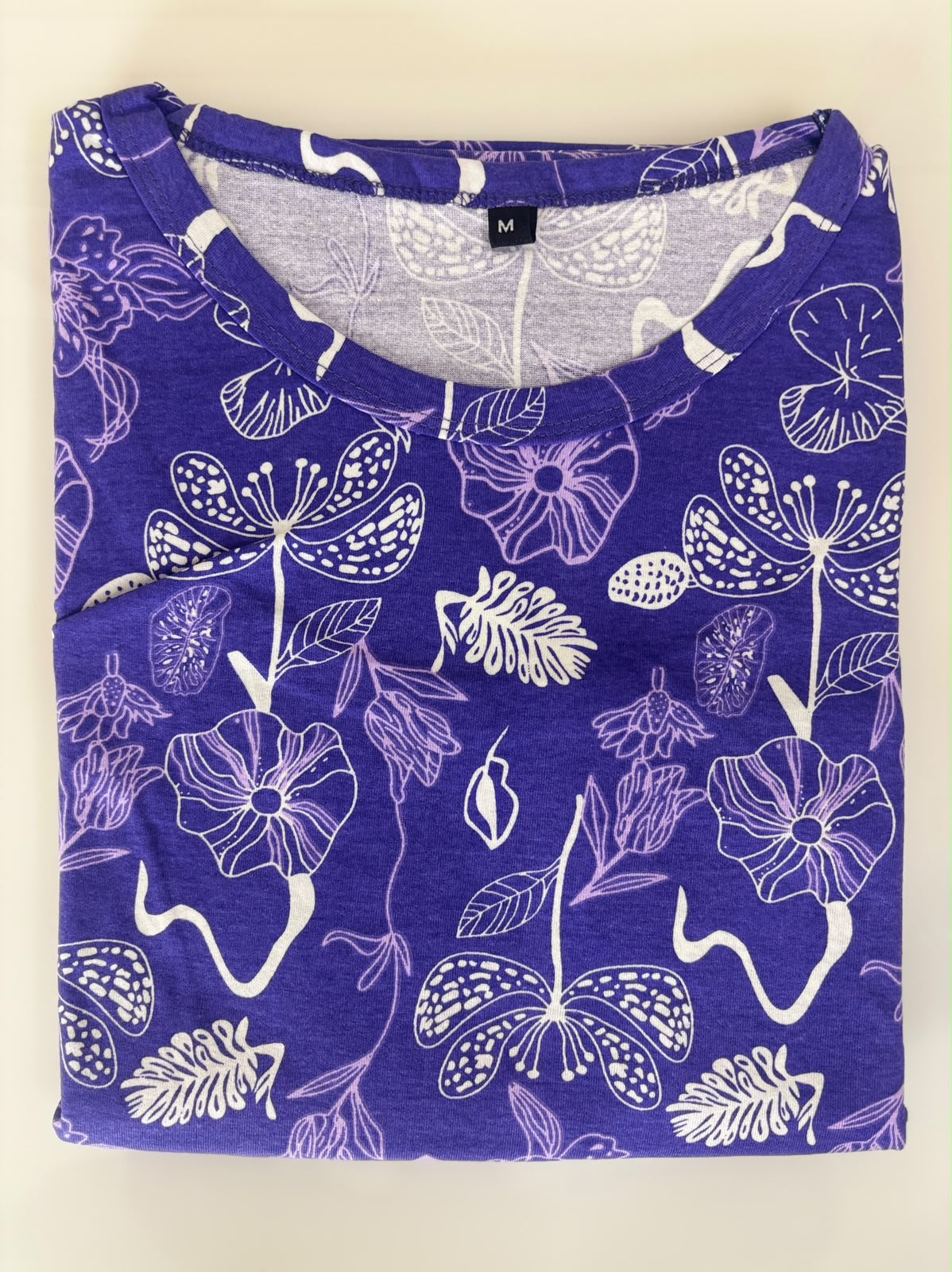Royal Blue Botanical Print Cotton Hosiery Feeding Maxi