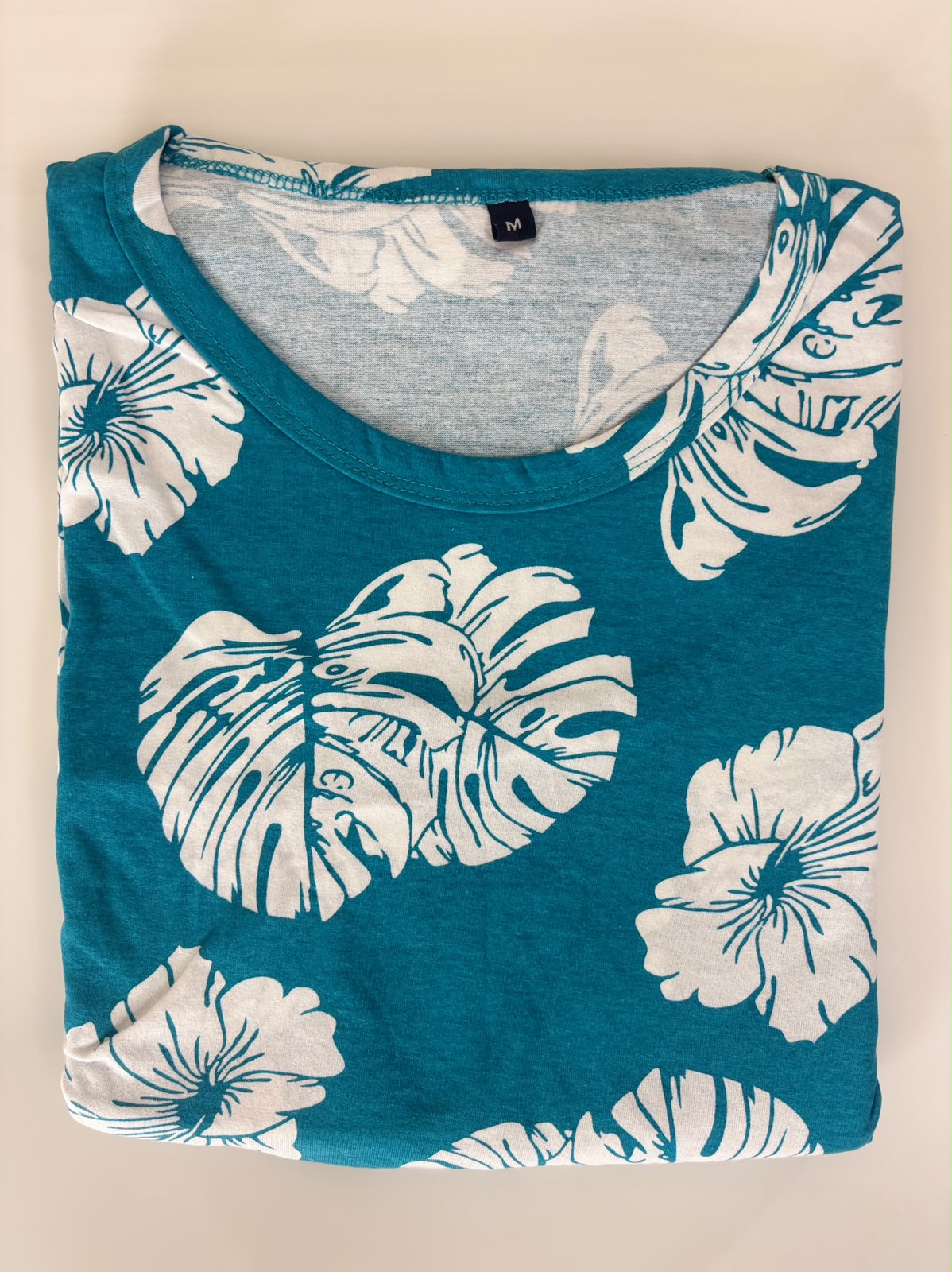 Teal Tropical Leaf Print Cotton Hosiery Feeding Maxi