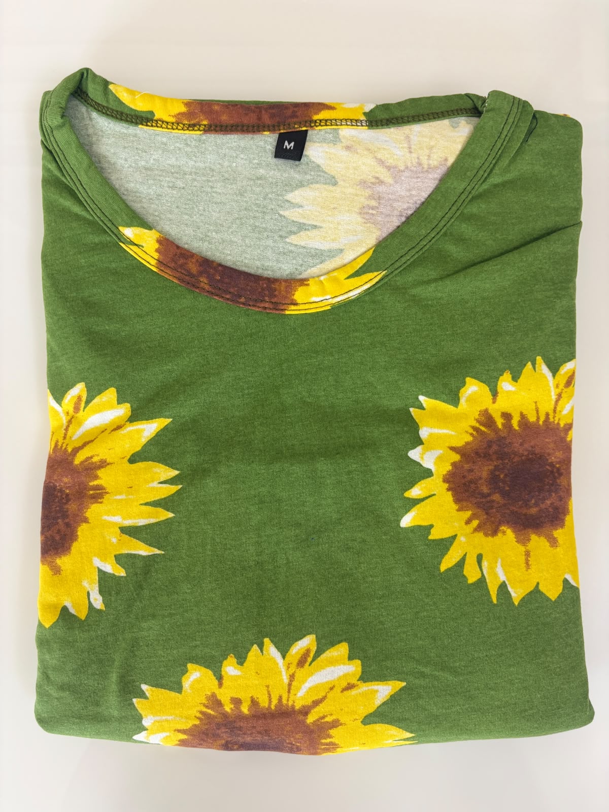 Green Sunflower Print Cotton Hosiery Feeding Maxi