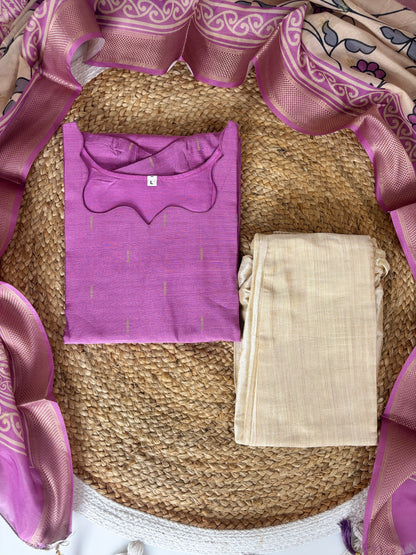 Berry Blossom Cotton Silk Kurta Set