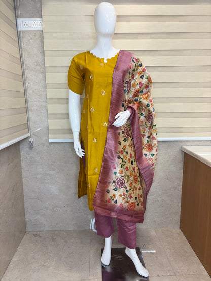 Golden Mustard Heritage Kurta Set