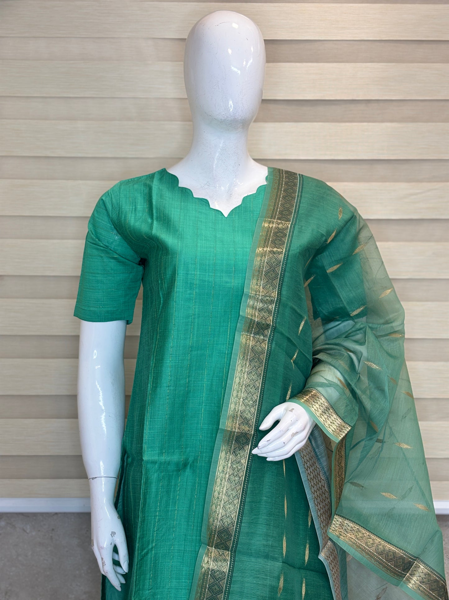 Royal Green Cotton Silk Kurta Set