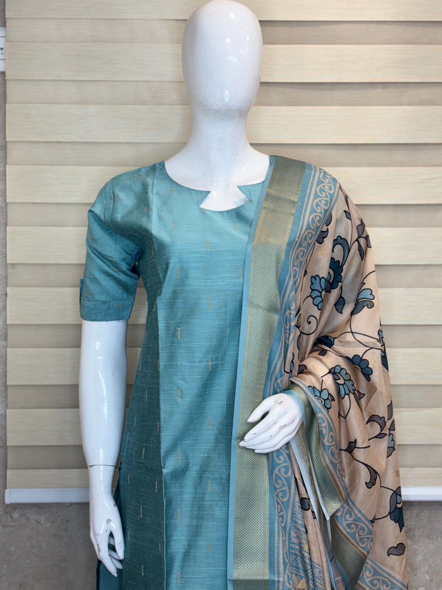 Aqua Heritage Cotton Silk Kurta Set