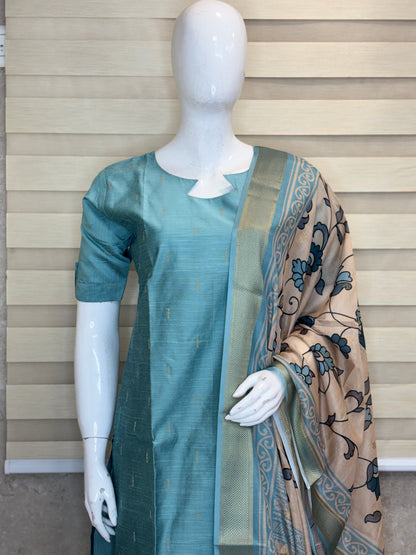Aqua Heritage Cotton Silk Kurta Set
