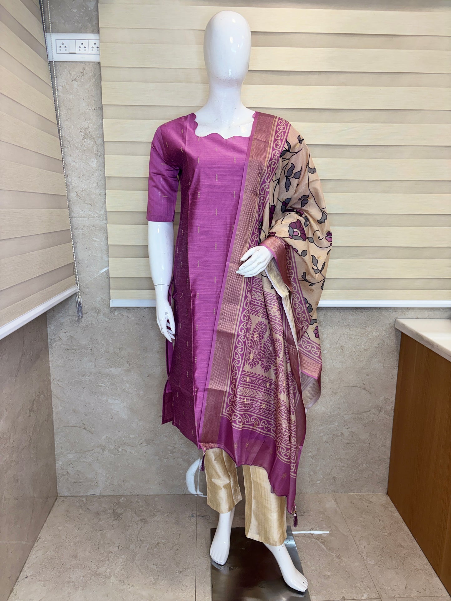 Berry Blossom Cotton Silk Kurta Set