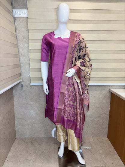 Berry Blossom Cotton Silk Kurta Set