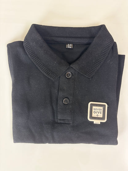 Midnight Navy Solid Kids Polo Collar T-Shirt