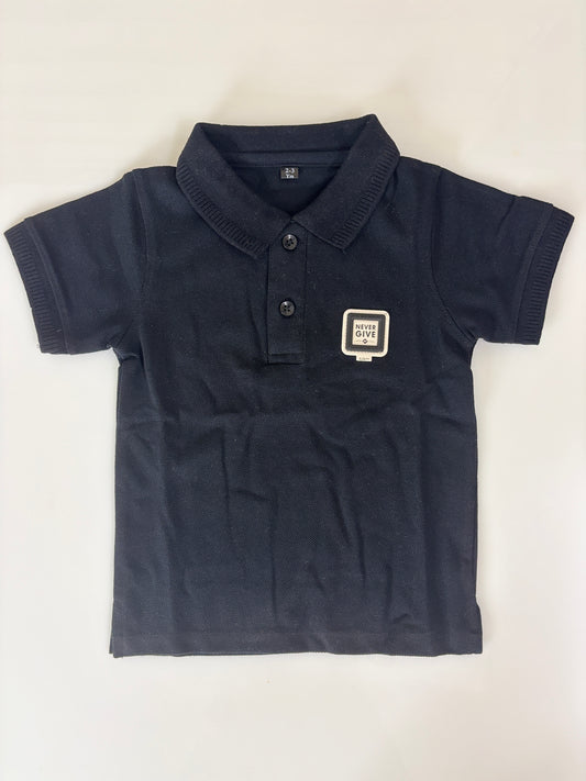 Midnight Navy Solid Kids Polo Collar T-Shirt