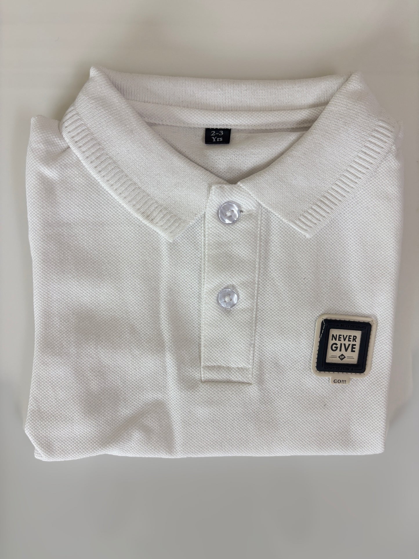 Classic White Solid Kids Polo Collar T-Shirt