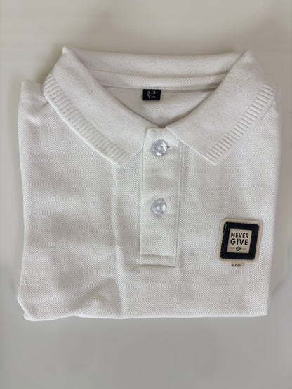 Classic White Solid Kids Polo Collar T-Shirt
