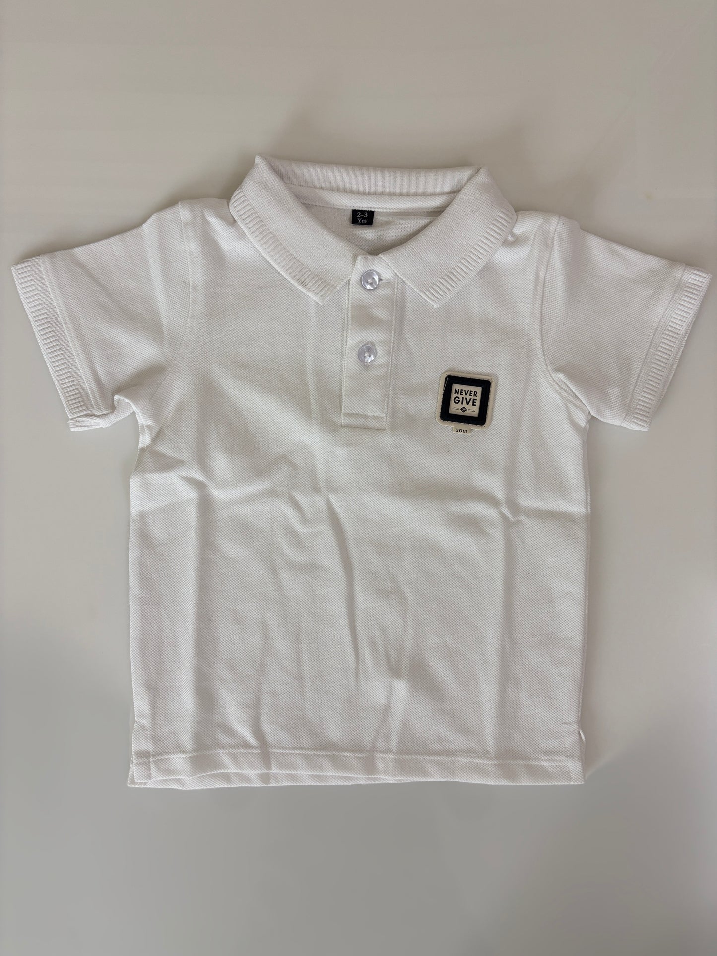 Classic White Solid Kids Polo Collar T-Shirt