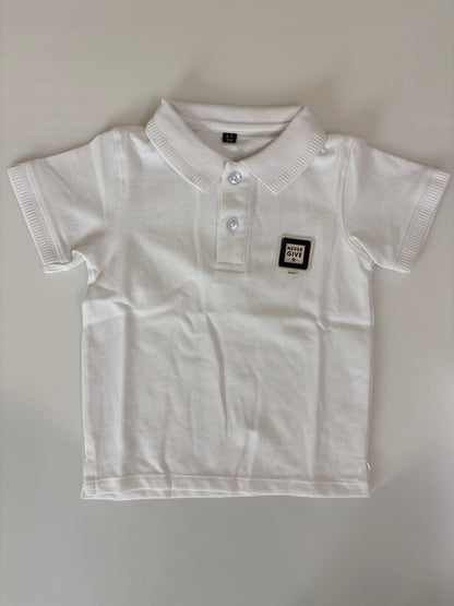 Classic White Solid Kids Polo Collar T-Shirt