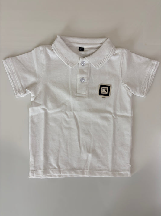 Classic White Solid Kids Polo Collar T-Shirt