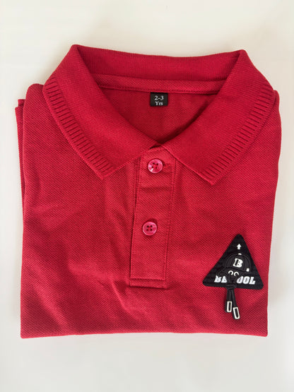 Crimson Red Solid Kids Polo Collar T-Shirt