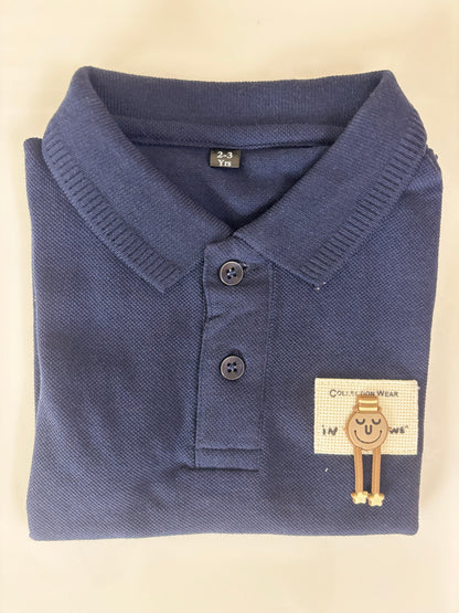 Royal Blue Solid Kids Polo Collar T-Shirt
