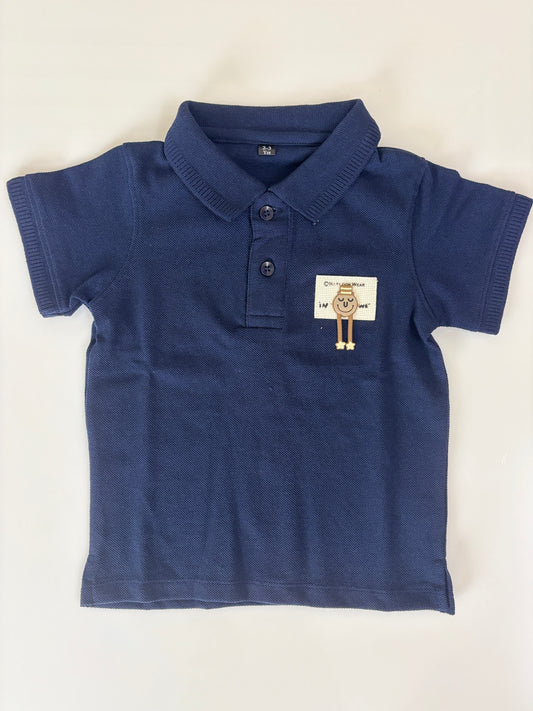 Royal Blue Solid Kids Polo Collar T-Shirt