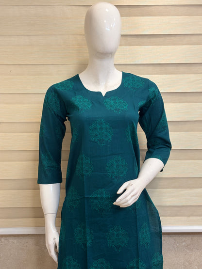 Teal Green Buta Print Kurta Set