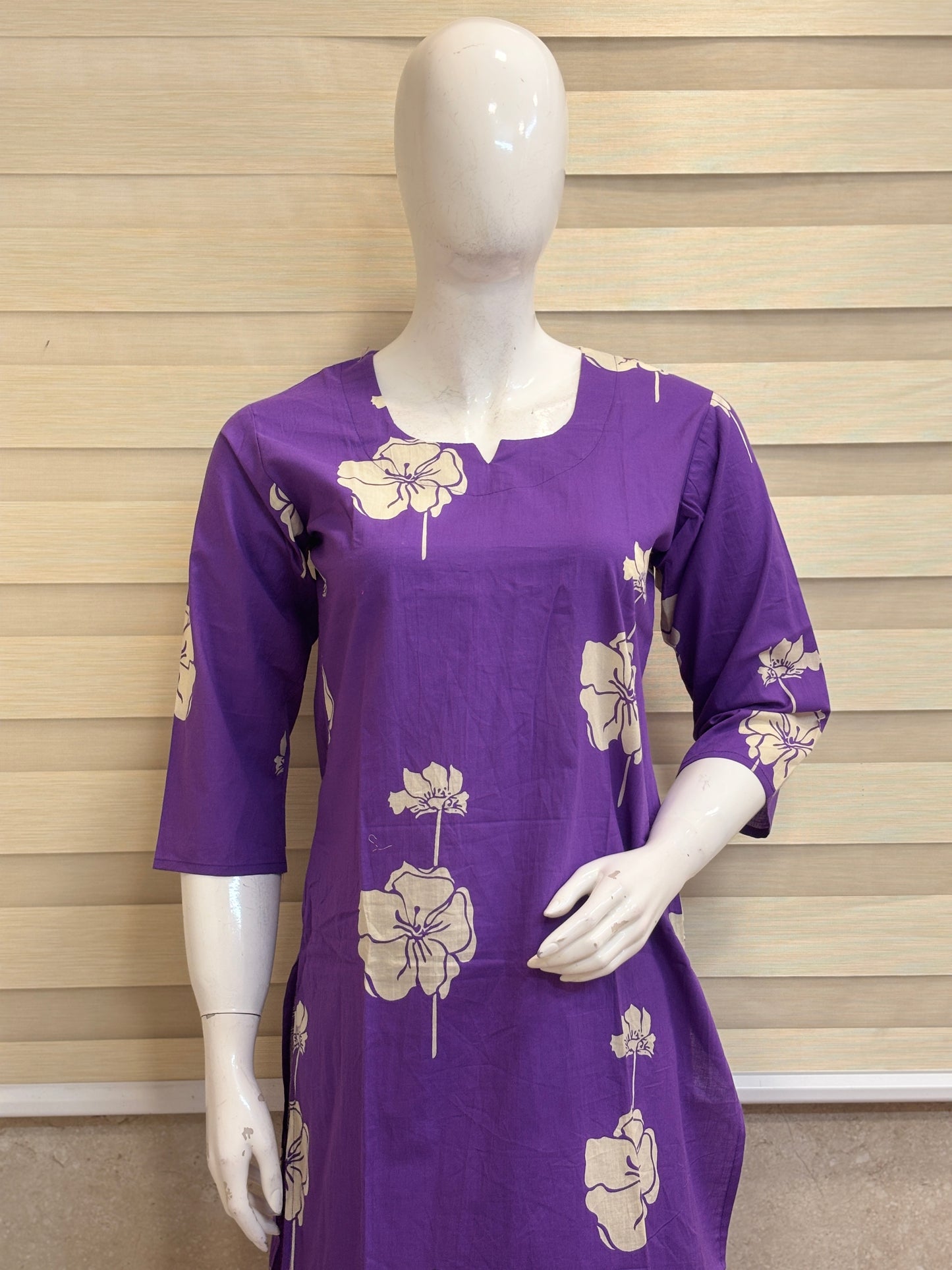 Royal Purple Oversized Floral Print Kurta Set