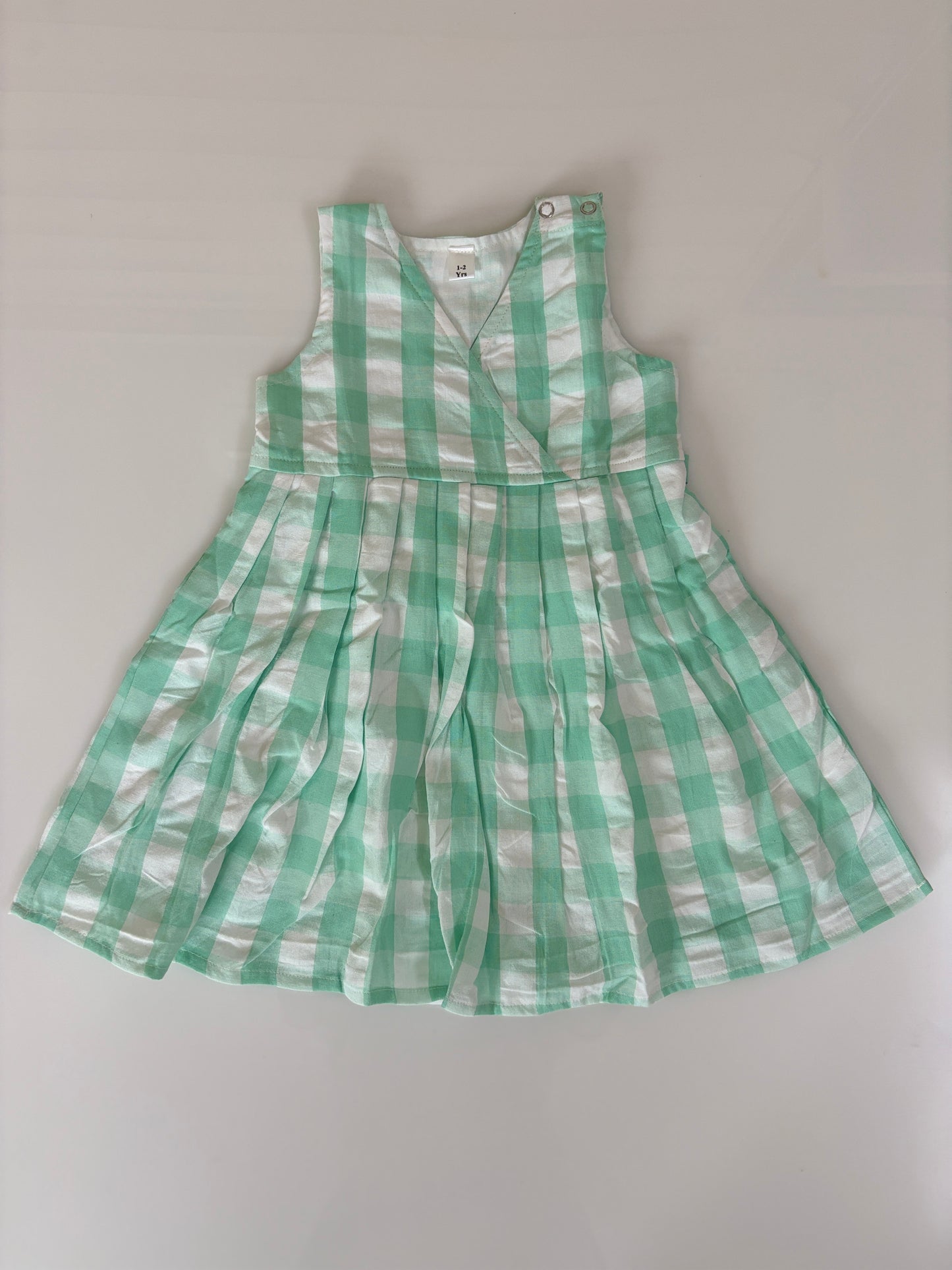 Mint Green Buffalo Check Kids Frock