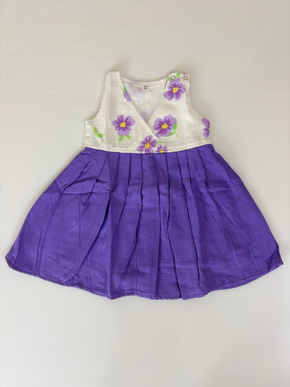 Royal Purple Floral Print Kids Frock