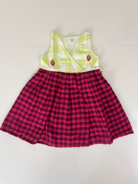 Lime Green & Berry Pink Buffalo Check Kids Frock