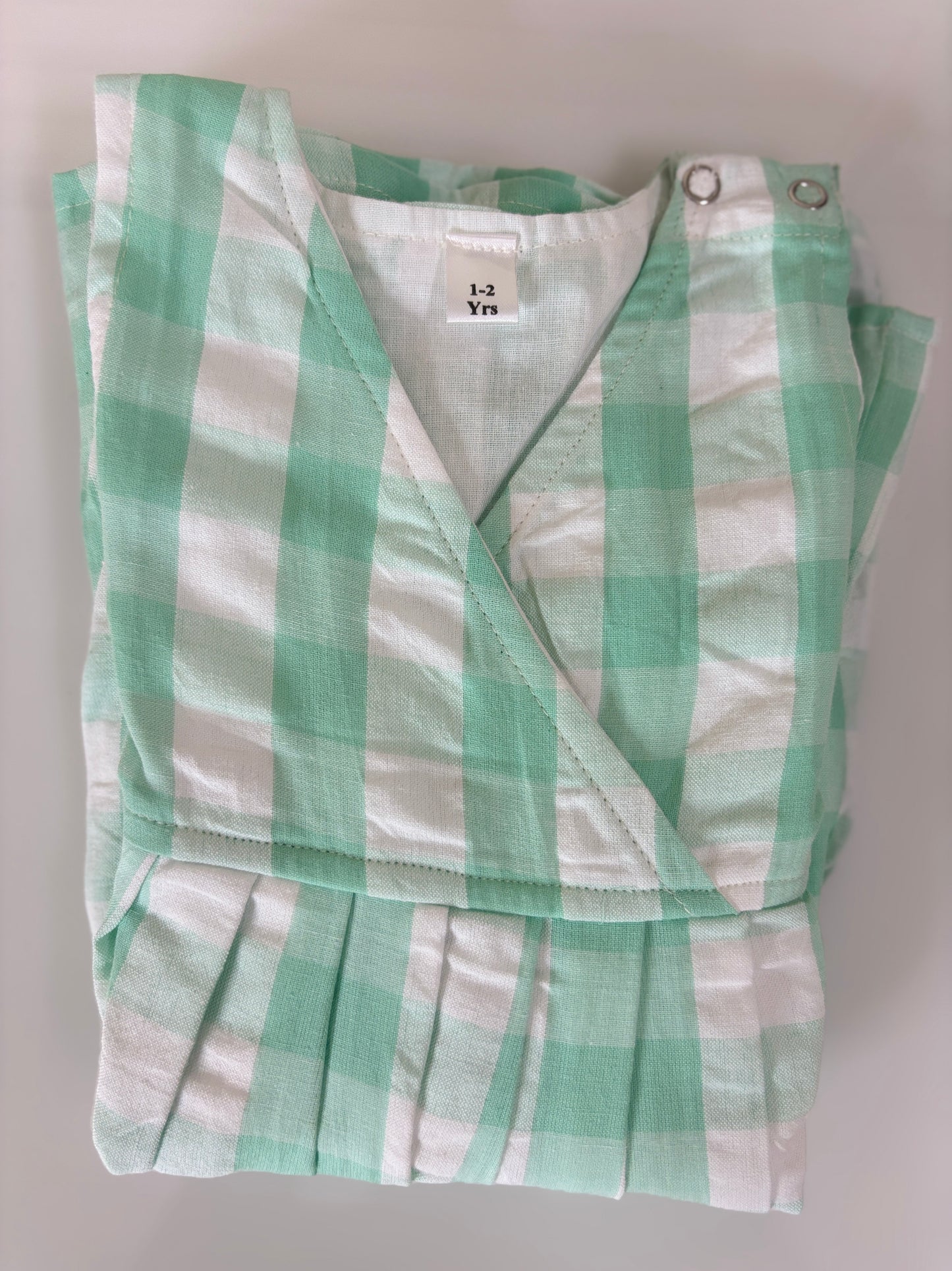 Mint Green Buffalo Check Kids Frock