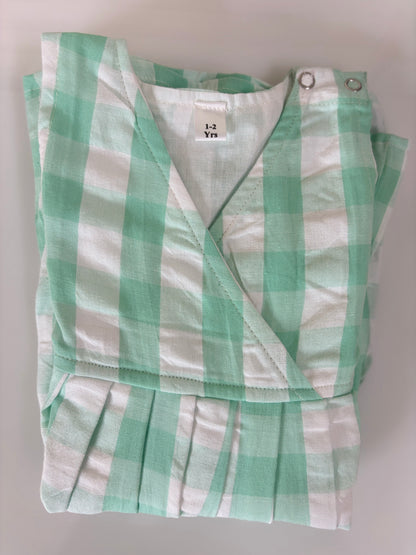 Mint Green Buffalo Check Kids Frock