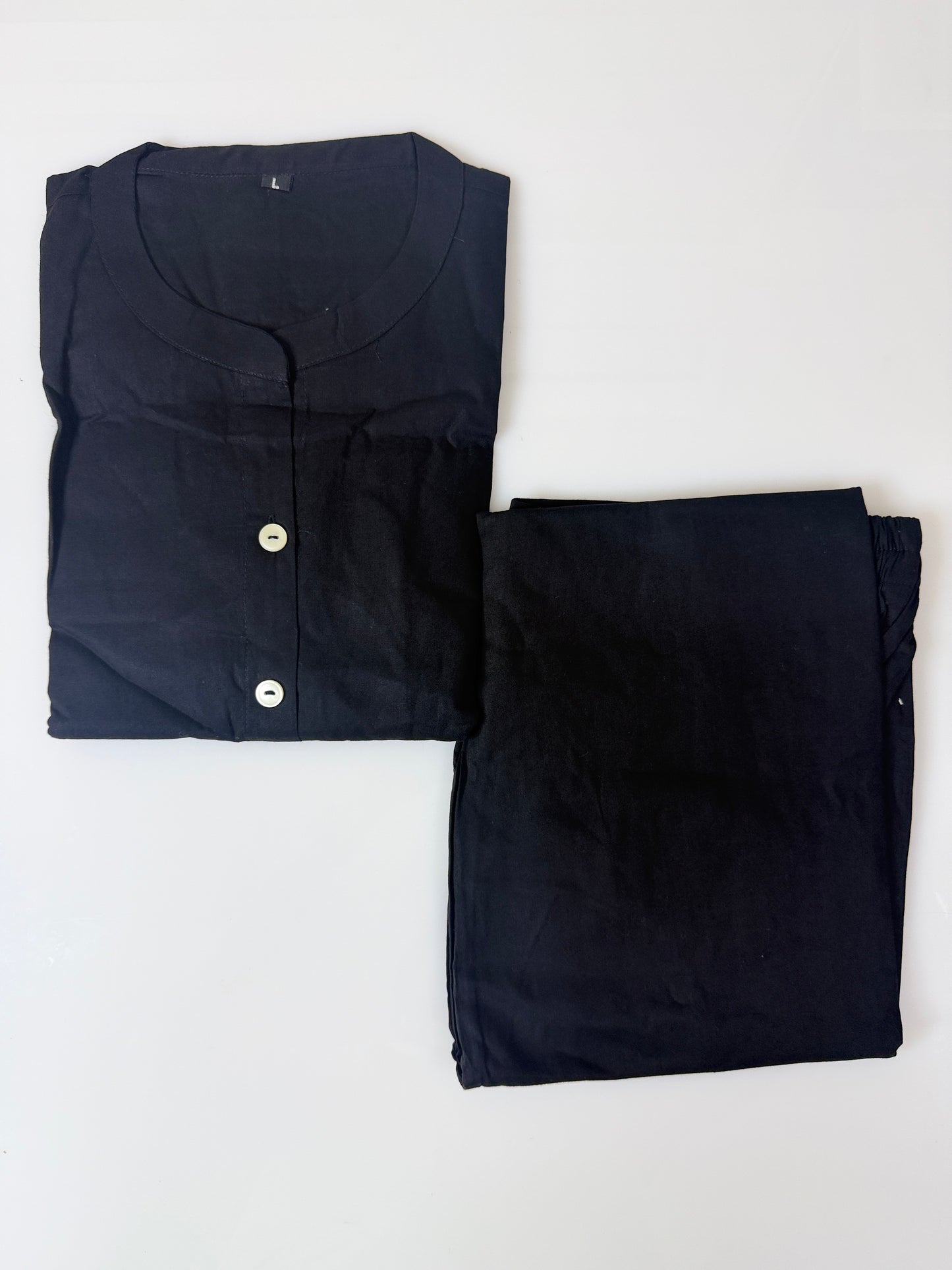 Classic Black Minimal Botanical Line Art Cotton Co-ords