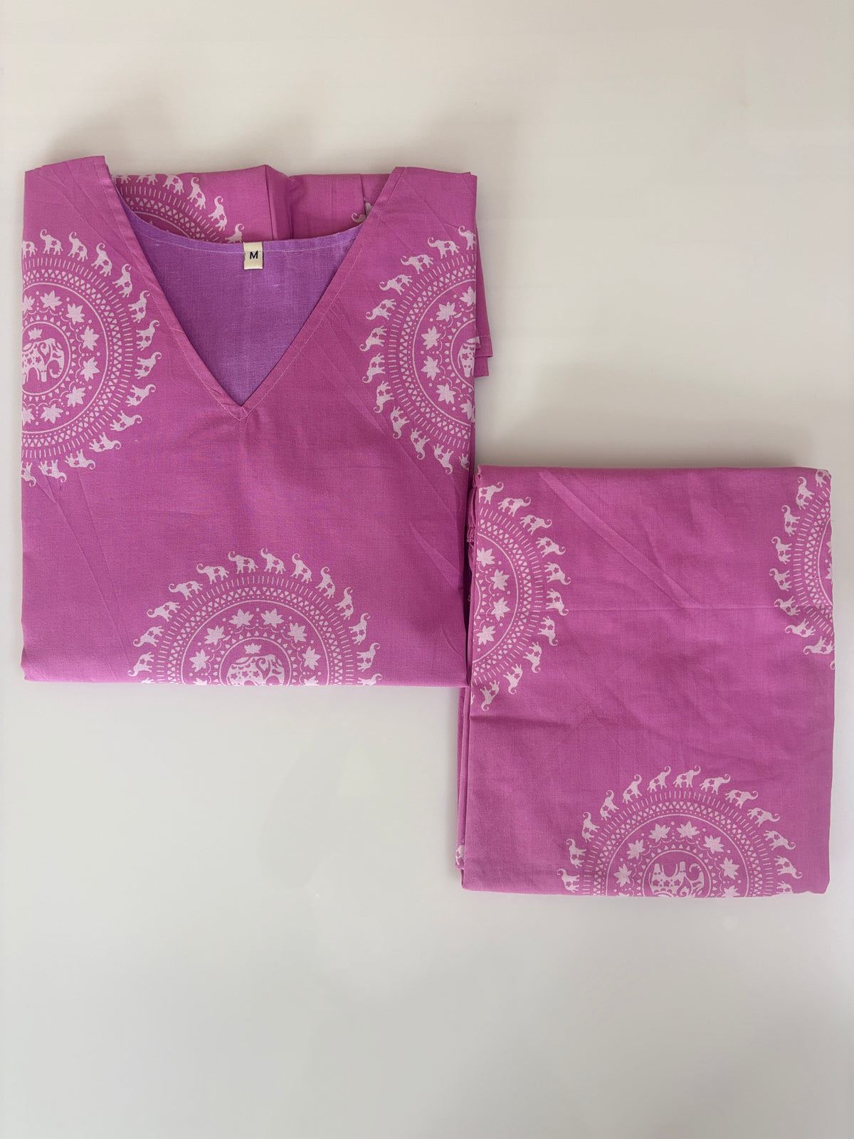 Lavender Pink Mandala Print Peplum Co-ord Set
