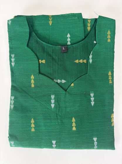 Emerald Green Golden Motif Straight Kurti