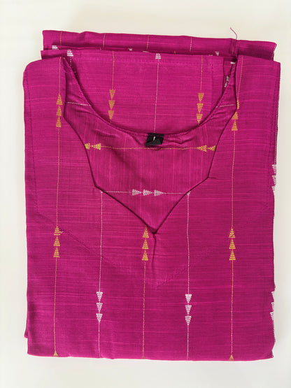 Rani Pink Golden Stripe Straight Kurti
